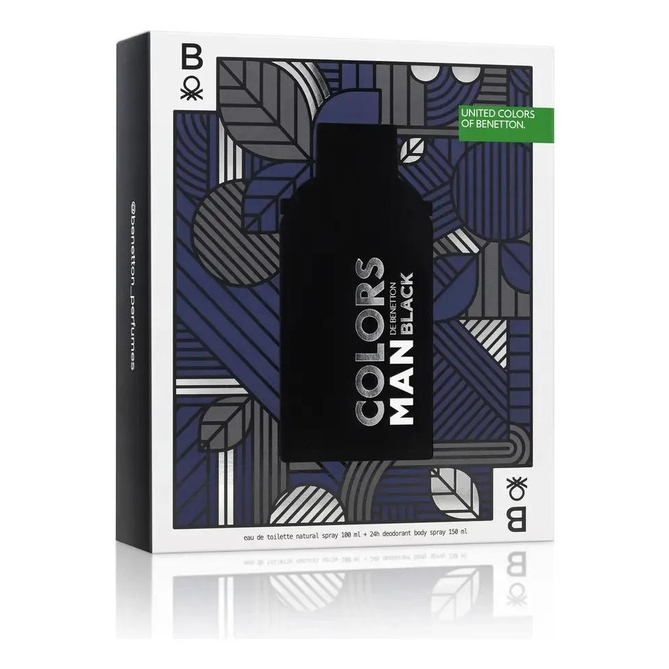 Set Benetton Colors Black 2Pzs 100Ml Edt Spray/ Desodorante 150Ml Spray - Hombre