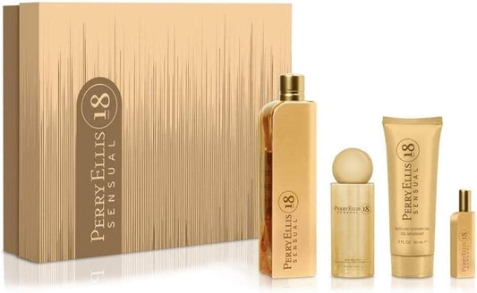 Set Perry Ellis 18 Sensual 4Pzs 100Ml Edp Spray/ Shower Gel 90Ml/ Body Mist 118Ml Spray/ Body Lotion 90Ml - Mujer