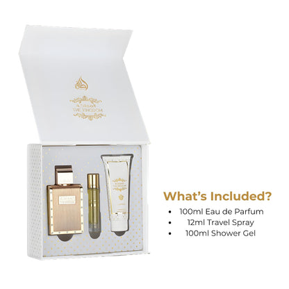 Set Lattafa The Kingdom 3Pzs 100Ml Edp Spray/ 100Ml Shower Gel/ 12Ml Edp Spray - Hombre
