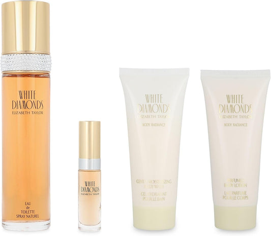 Set Elizabeth Taylor White Diamonds 4Pzs 100Ml Edt Spray/ Body Lotion 100Ml / Body Wash 100Ml / 10Ml Edt Spray - Mujer