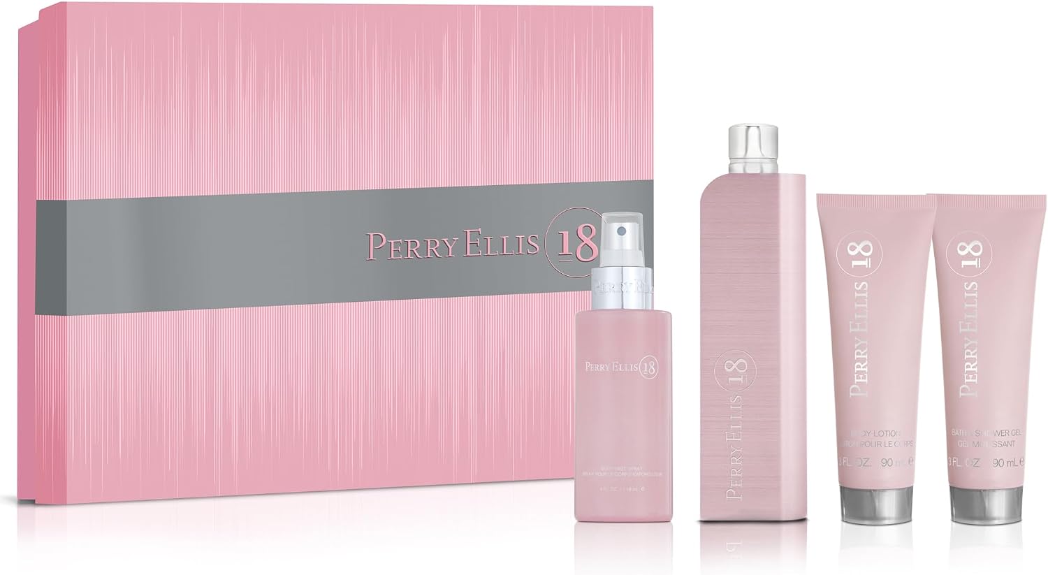 Set Perry Ellis 18 4Pzs 100Ml Edp Spray/ Shower Gel 90Ml/ Body Mist 118Ml Spray/ Body Lotion 90Ml - Mujer