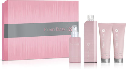 Set Perry Ellis 18 4Pzs 100Ml Edp Spray/ Shower Gel 90Ml/ Body Mist 118Ml Spray/ Body Lotion 90Ml - Mujer