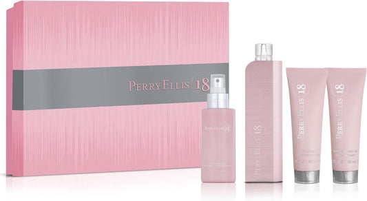 Set Perry Ellis 18 4Pzs 100Ml Edp Spray/ Shower Gel 90Ml/ Body Mist 118Ml Spray/ Body Lotion 90Ml - Mujer