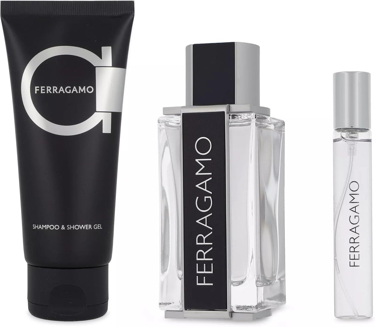 Set Ferragamo 3Pzs 100Ml Edt Spray/ Shower Gel 100Ml/ 15Ml Edt Spray - Hombre