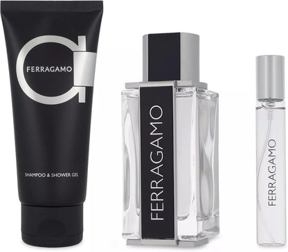 Set Ferragamo 3Pzs 100Ml Edt Spray/ Shower Gel 100Ml/ 15Ml Edt Spray - Hombre