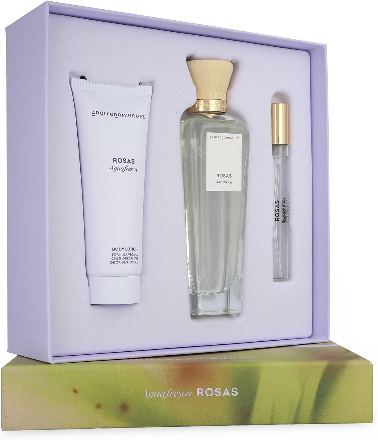 Set Agua Fresca De Rosas 3Pzs 120Ml Edt Spray/ Body Lotion 75Ml/ 10Ml Edt Spray Adolfo Dominguez - Mujer