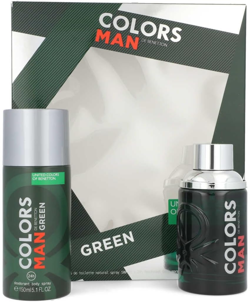 Set Benetton Colors Green 2Pz 100Ml Edt Spray - Hombre