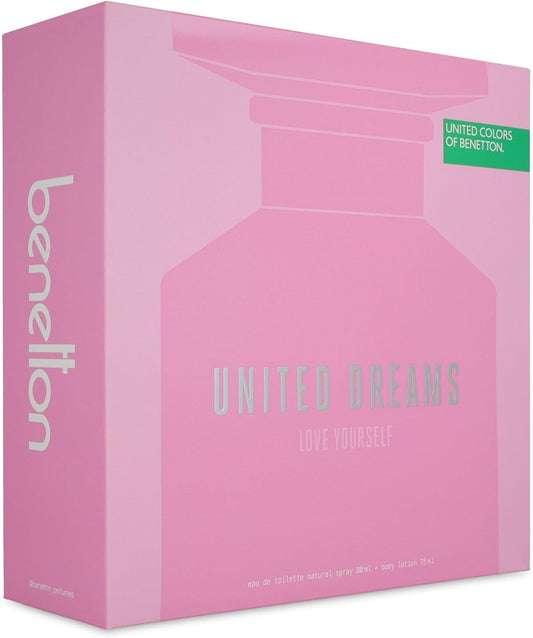 Set Benetton United Dreams Love Yourself 2Pzs 80Ml Edt Spray/ Body Lotion 75Ml - Mujer