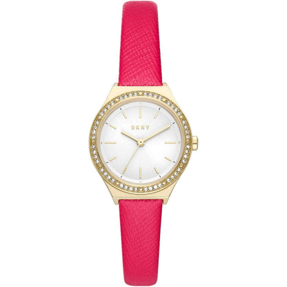 Donna Karan Reloj Ny6611 para Mujer con Correa Rosa y Marco Dorado con Cristales