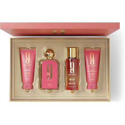 Afnan Set 9am Pour Femme Dama 4 Piezas - Regalo de Perfumería para Mujer con 4 Artículos Esenciales