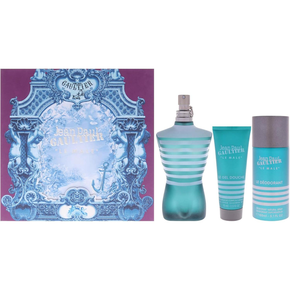 Set Jean Paul Gaultier Le Male 3Pzs 125Ml Edt Spray/ Shower Gel 75Ml/ Desodorante 150Ml Spray Para Hombre