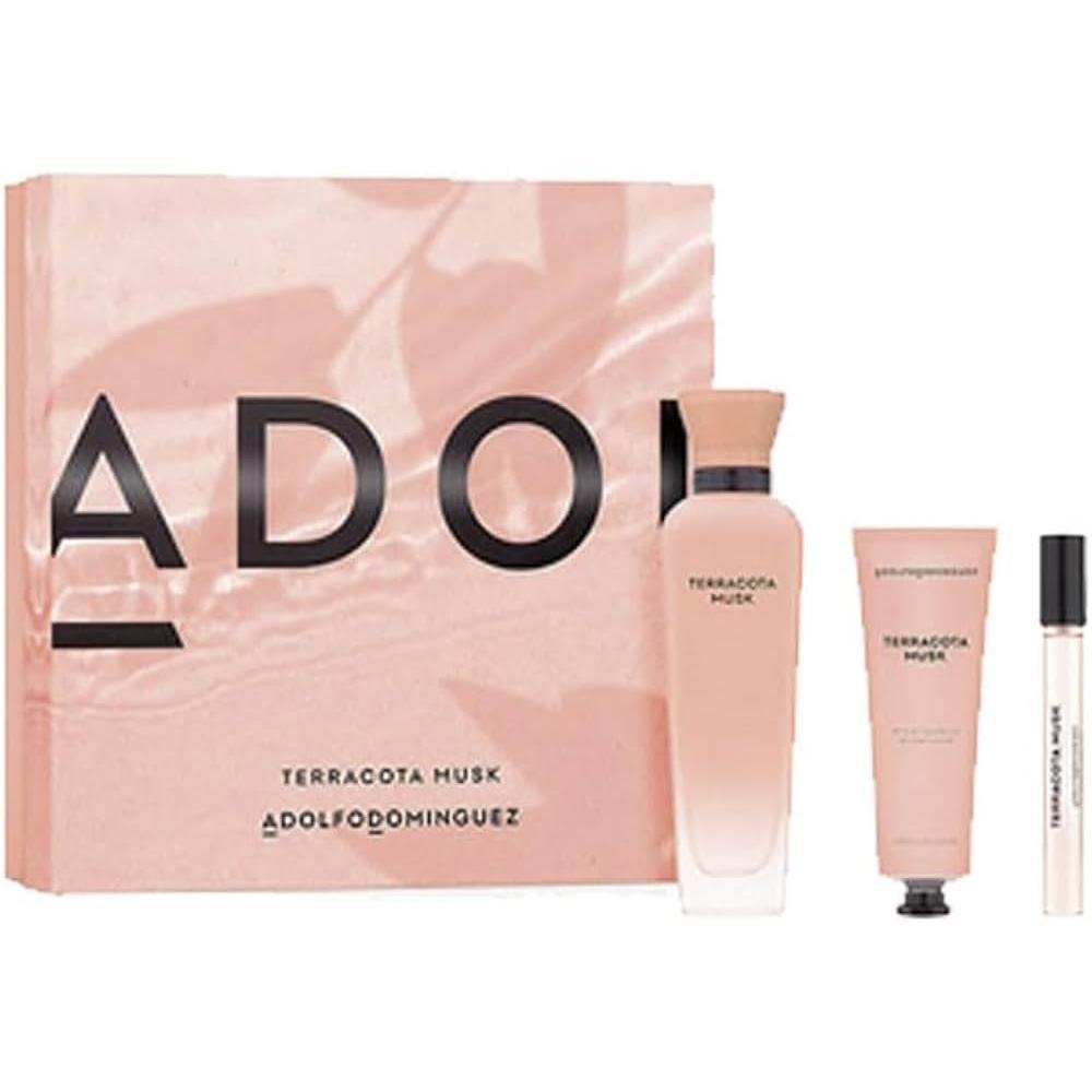 Set Adolfo Dominguez Terracota Musk 3Pzs 120Ml Edp Spray/ Body Lotion 75Ml/ 10Ml Edp Spray - Mujer