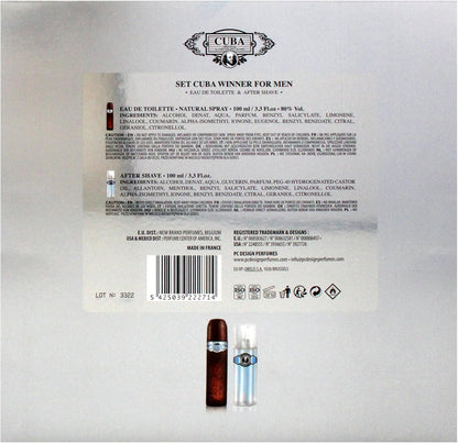 Set Cuba Winner 3Pzs 100Ml Edt Spray/ After Shave 100Ml Spray/ Llavero - Hombre