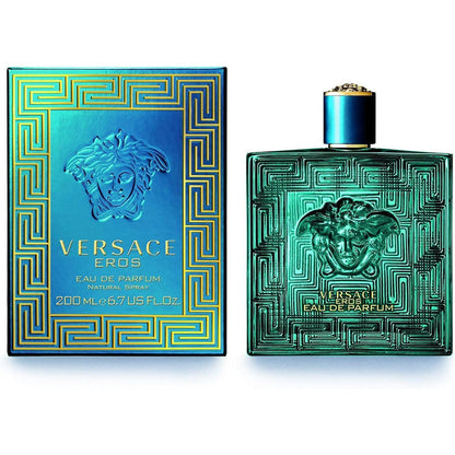 Versace Eros 200 ml Eau de Parfum para Hombre - Fragancia Ámbar Amaderada con Notas de Menta y Vainilla