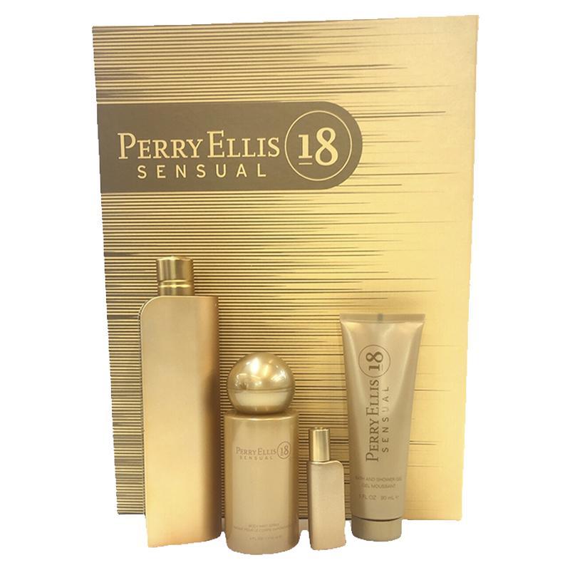Set Perry Ellis 18 Sensual 4Pzs 100Ml Edp Spray/ Shower Gel 90Ml/ Body Mist 118Ml Spray/ Body Lotion 90Ml - Mujer