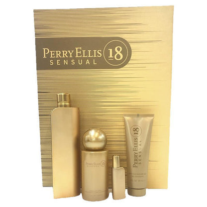 Set Perry Ellis 18 Sensual 4Pzs 100Ml Edp Spray/ Shower Gel 90Ml/ Body Mist 118Ml Spray/ Body Lotion 90Ml - Mujer