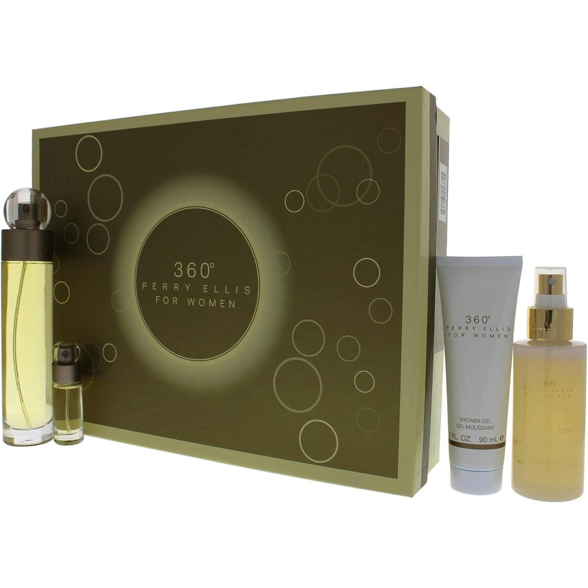 Perry Ellis Set 360° 4Pz 100Ml Edt Spray Shower Gel 90Ml 7.5Ml Edt Spray - Mujer