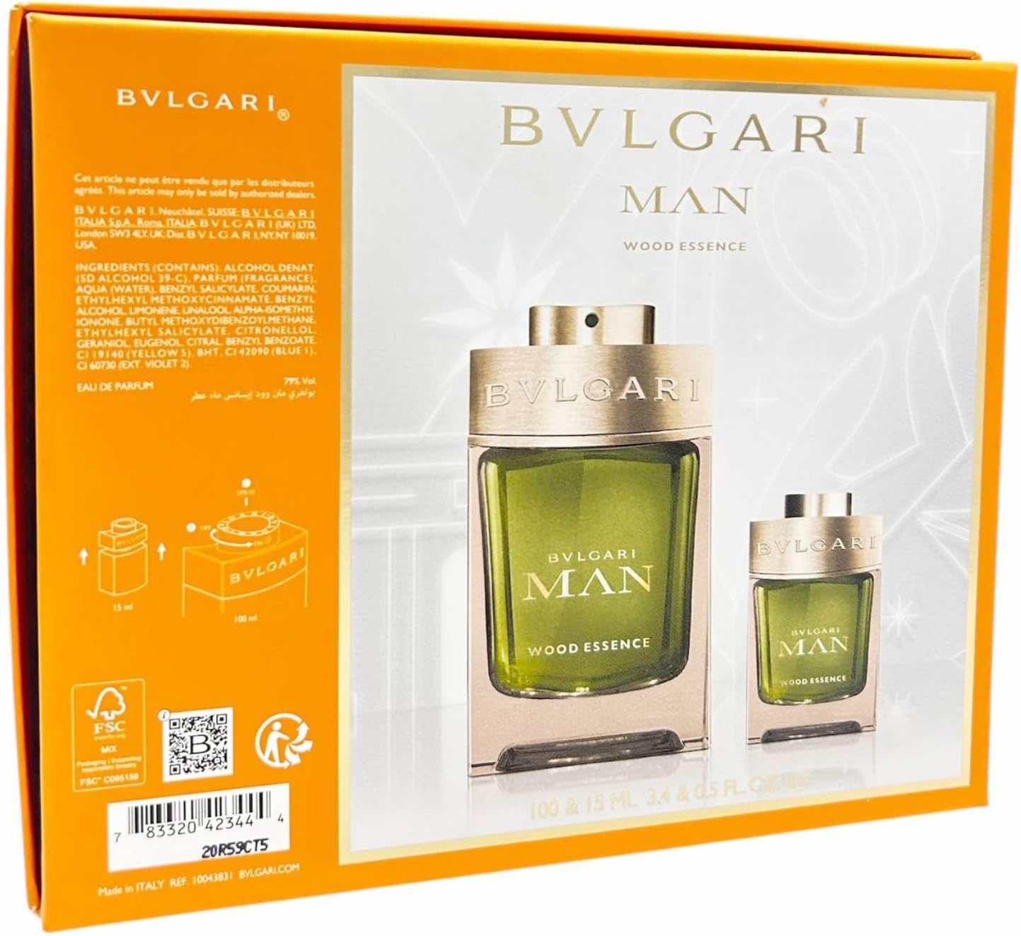 Set Bvlgari Man Wood Essence 2Pzs 100Ml Edp Spray/ 15Ml Edp Spray Bvlgari - Hombre