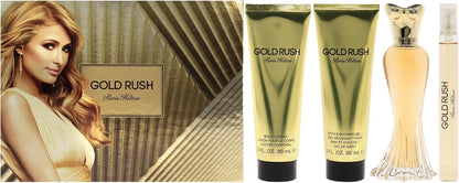 Set Paris Hilton Gold Rush 4Pzs 100Ml Edp Spray/ Body Lotion 90Ml/ Shower Gel 90Ml/ 10Ml Edp Spray - Mujer