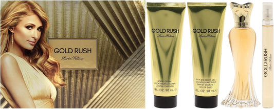 Set Paris Hilton Gold Rush 4Pzs 100Ml Edp Spray/ Body Lotion 90Ml/ Shower Gel 90Ml/ 10Ml Edp Spray - Mujer