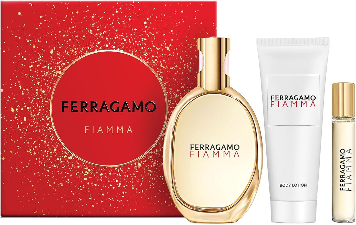 Set Ferragamo Fiamma 3Pzs 100Ml Edp Spray/ Body Lotion 100Ml/ 15Ml Edp Spray - Mujer