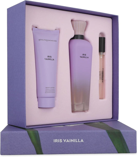 Set Adolfo Dominguez Iris Vainilla 3Pzs 120Ml Edp Spray/ Body Lotion 75Ml/ 10Ml Edp Spray - Mujer