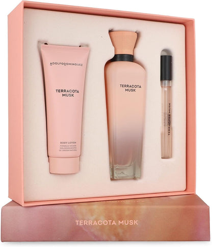 Set Adolfo Dominguez Terracota Musk 3Pzs 120Ml Edp Spray/ Body Lotion 75Ml/ 10Ml Edp Spray Adolfo Dominguez - Mujer