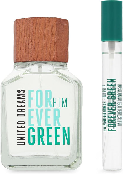 Set Benetton United Dreams Forever Green Man 2Pzs 100Ml Edt Spray/ 10Ml Edt Spray - Hombre