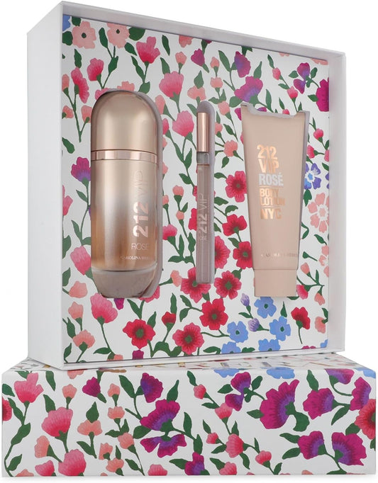 Set 212 Vip Rose 3Pzs 80Ml Edp Spray/ Body Lotion 100Ml/ 10Ml Edp Spray - Mujer