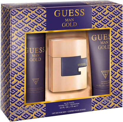 Set Guess Man Gold 3Pzs 75Ml Edt Spray/ Shower Gel 200Ml/ Desodorante 226Ml Spray - Hombre