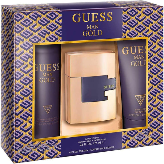 Set Guess Man Gold 3Pz 75Ml Edt Spray - Hombre