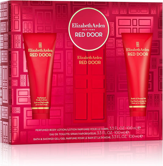 Set Elizabeth Arden Red Door 3Pzs 100Ml Edt Spray/ Body Lotion 100Ml/ Shower Gel 100Ml Para Mujer
