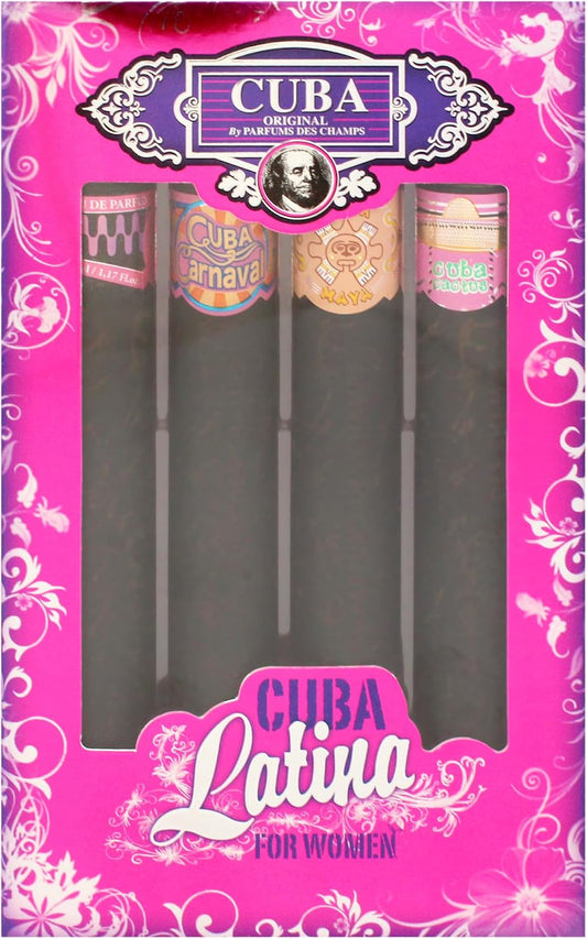 Set Cuba Latino Dama Des Champs 4 Pz 35 ml c/u Spray - PriceOnLine