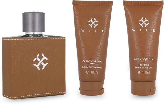 Set Carlo Corinto Wild 3Pzs 100Ml Edp Spray/ Brisk Shower Gel 100Ml/ After Shave Gel 100Ml - Hombre
