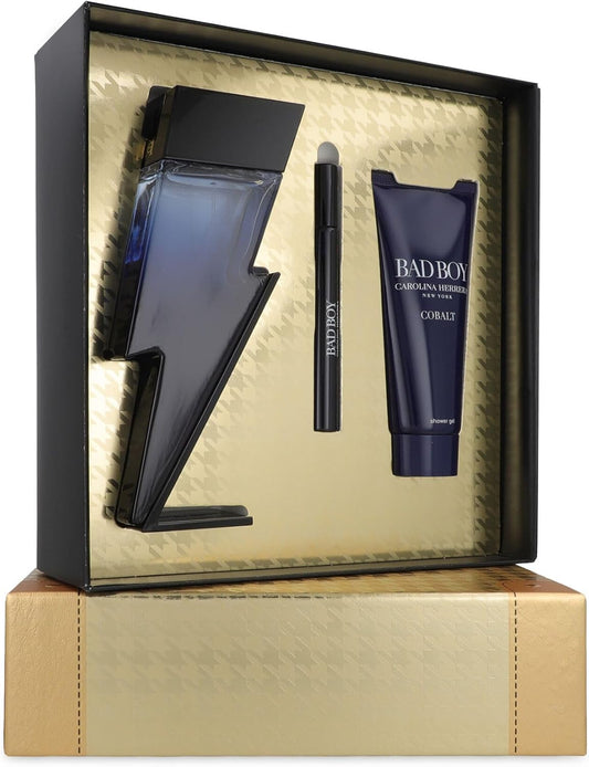Carolina Herrera Set Bad Boy Cobalt 3Pzs 100Ml Edp Spray/ Shower Gel 100Ml/ 10Ml Edp Spray - Hombre