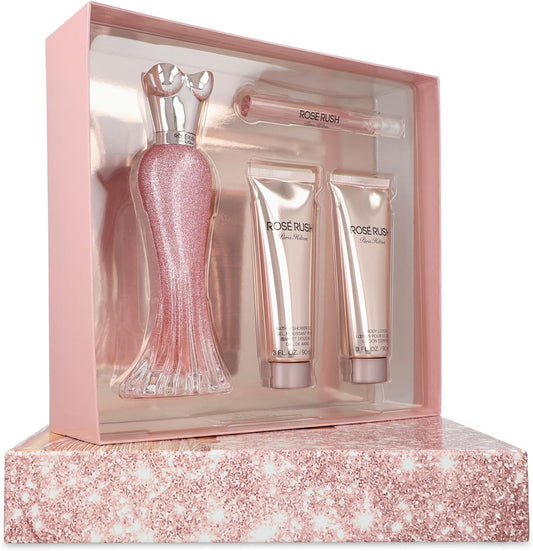 Set Paris Hilton Rose Rush 4Pzs 100Ml Edp Spray/ Body Lotion 90Ml/ Shower Gel 90Ml/ 10Ml Edp Spray Para Mujer