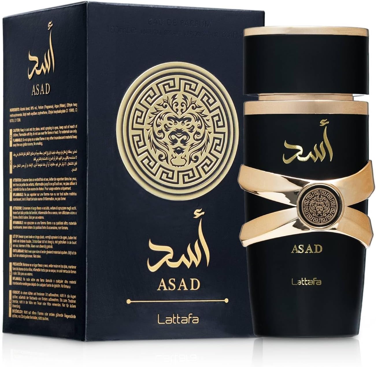 Lattafa Asad 100 ml Edp Spray para Hombre - Fragancia Ámbar con Notas Especiadas Vainilla y Clavo de Olor