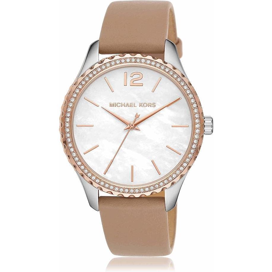 Michael Kors Reloj Mk2910 para Mujer con Correa de Cuero y Dial de Concha Elegante y Sofisticado