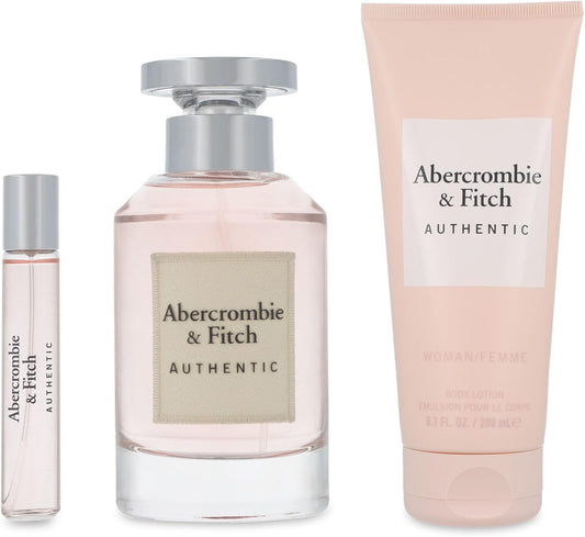 Set Abercrombie And Fitch Authentic 3Pzs 100Ml Edp Spray/ Body Lotion 200Ml/ 15Ml Edp Spray - Mujer