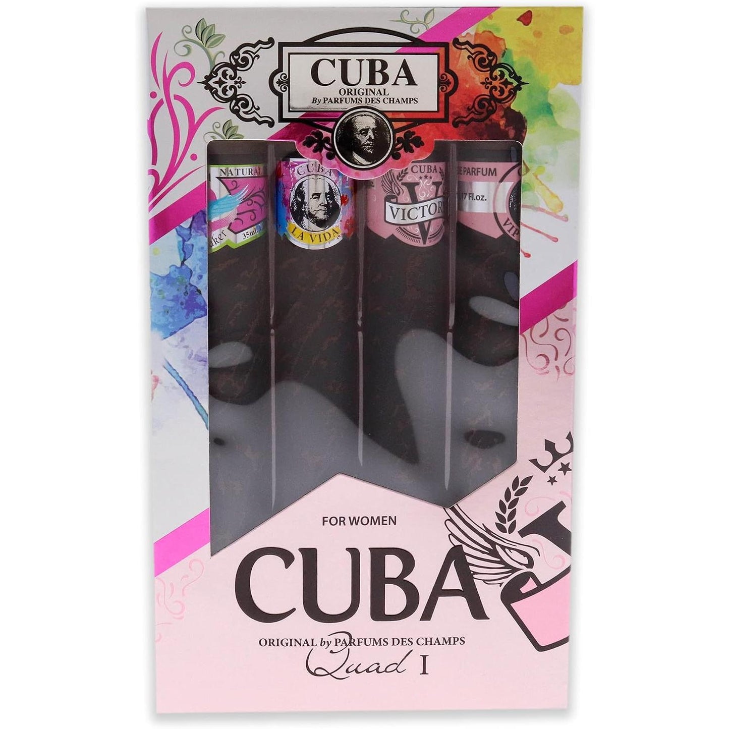Set Cuba Quad I Des Champs 4 Pz 35 ml c/u Spray - Mujer