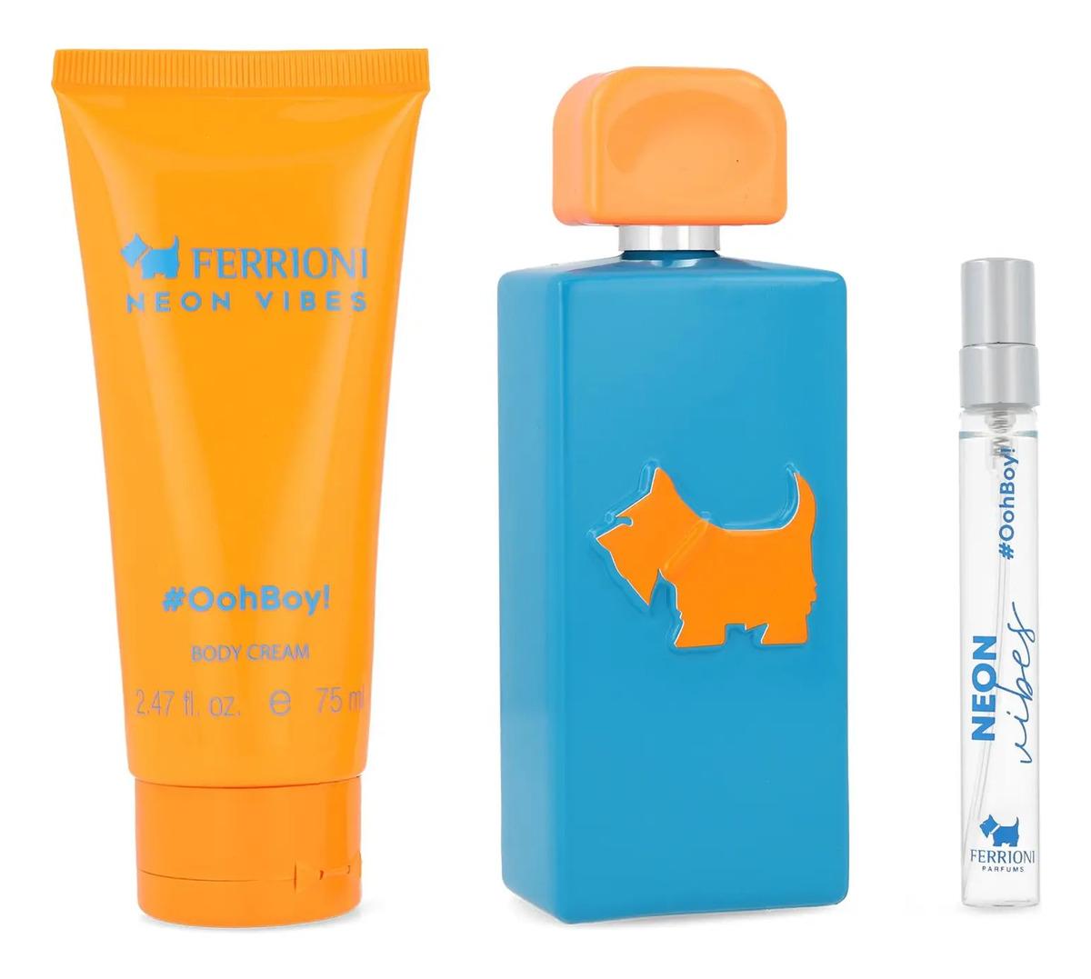 Set Ferrioni Ooh Boy! Neon Vibes 3Pzs 100Ml Edt Spray/ Body Cream 75Ml/ 10Ml Edt Spray - Hombre