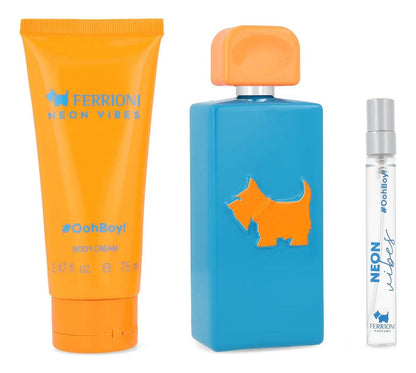 Set Ferrioni Ooh Boy! Neon Vibes 3Pzs 100Ml Edt Spray/ Body Cream 75Ml/ 10Ml Edt Spray - Hombre