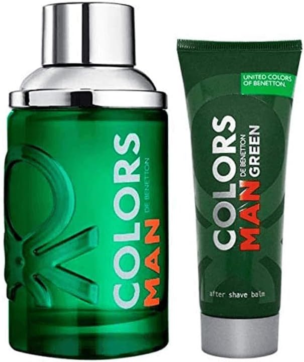 Benetton Set Colors Green 2 Pz para Hombre Fragancia Amaderada con Bergamota Cilantro y Cedro 2018