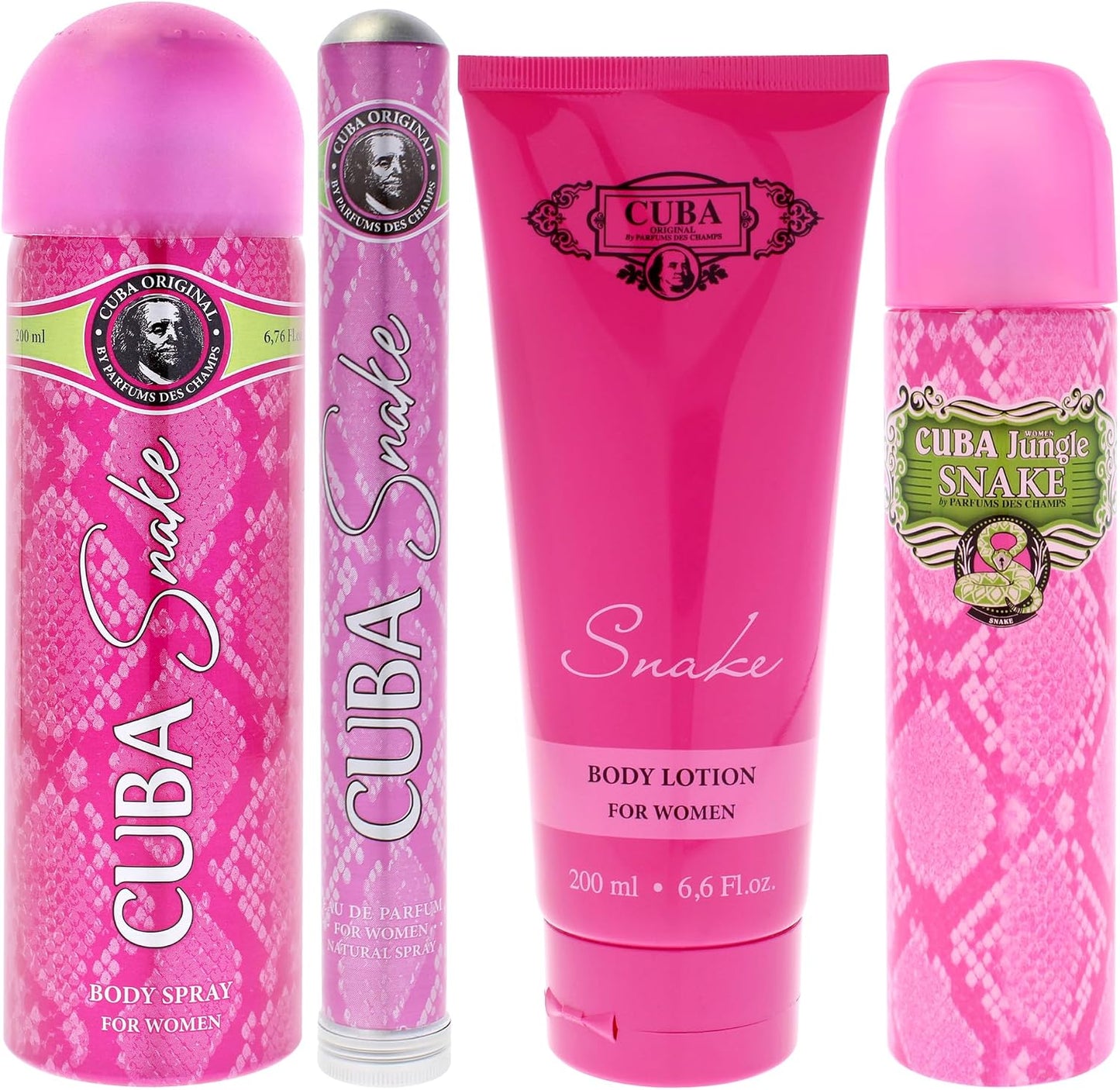 Set Cuba Jungle Snake 4Pzs 100Ml Edp Spray/ Body Spray 200Ml/ Body Lotion 200Ml/ 35Ml Edp Spray - Mujer