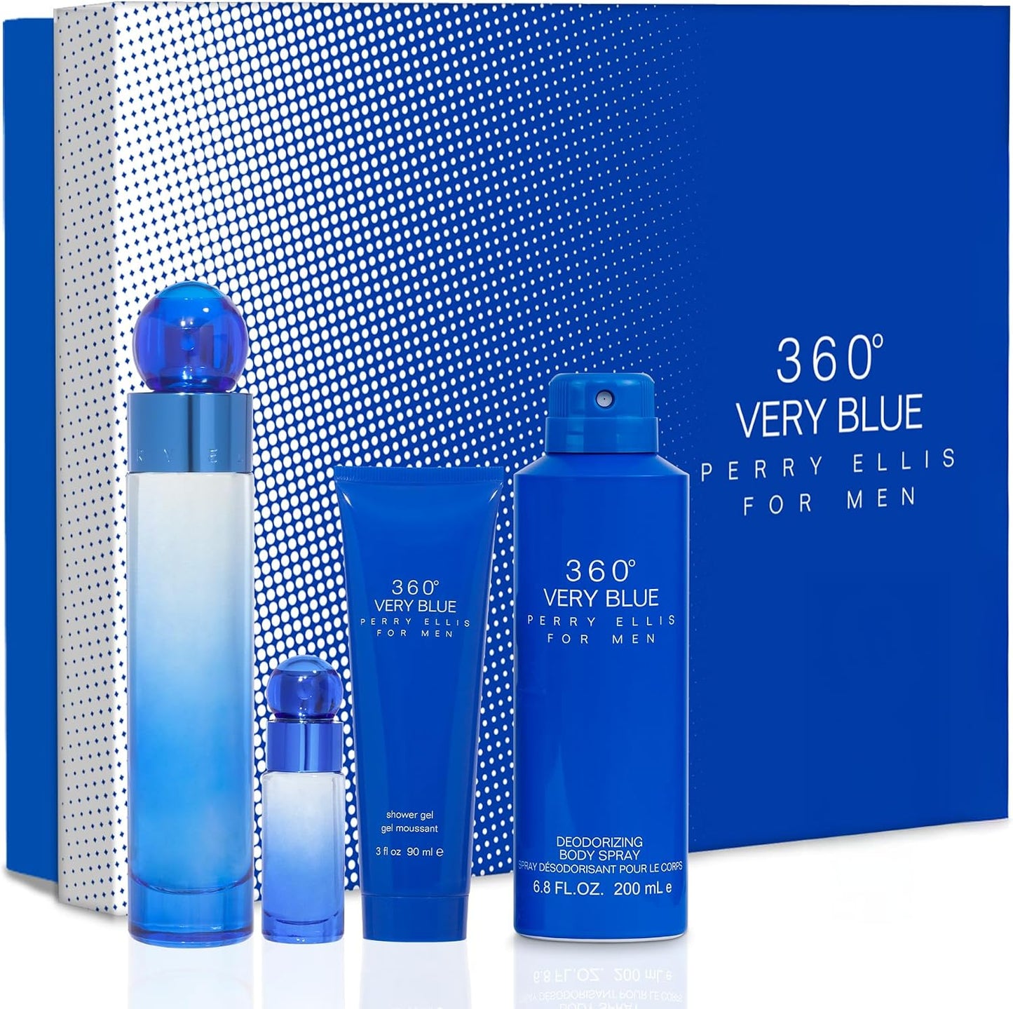 Set 360° Very Blue Perry Ellis 4Pz 100Ml Edt Spray - Hombre