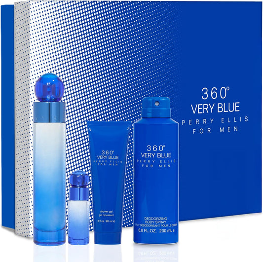Set 360° Very Blue Perry Ellis 4Pz 100Ml Edt Spray - Hombre