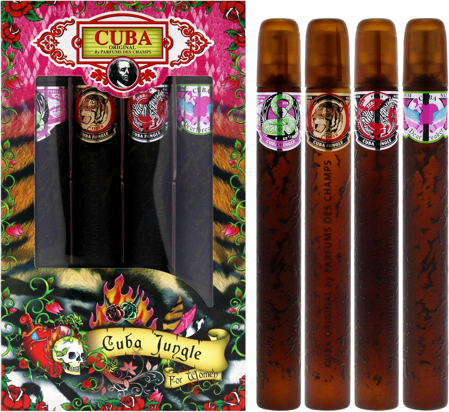 Set Cuba Jungle Dama Des Champs 4 Pz 35 ml c/u Spray - Mujer