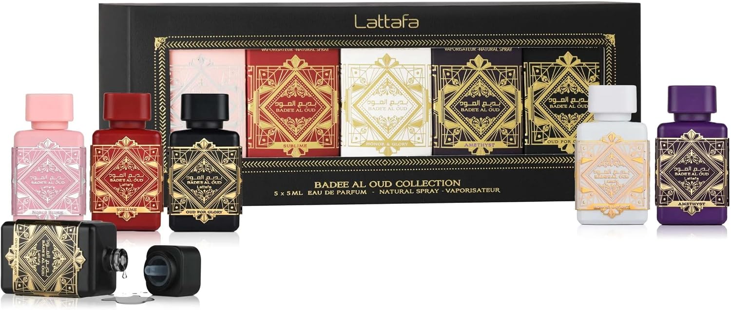 Set Mini Lattafa Bade'E Al Oud 5Pzs Glory 5Ml Edp/ Amethys 5Ml Edp/ Honor & Glory 5Ml Edp/ Sublime 5Ml Edp/ Noble Blush 5Ml Edp