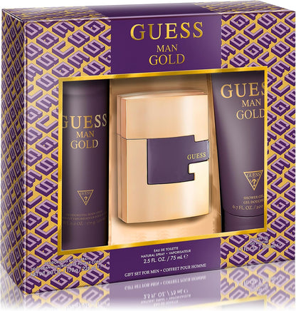Set Guess Man Gold 3Pzs 75Ml Edt Spray/ Shower Gel 200Ml/ Desodorante 226Ml Spray - Hombre
