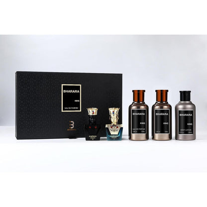 Bharara Set King 5Pzs 100Ml Edp Spray/ Body Lotion 200Ml/ After Shave 100Ml/ Pharaoh Ramesses I 15Ml Parfum Spray/ Pharaoh Ramesses Ii 15Ml Parfum - Hombre